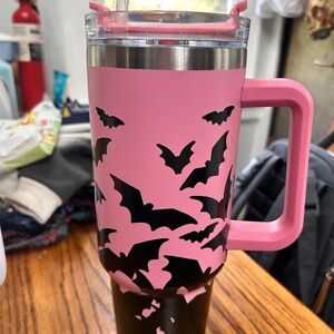 Pink and Black Bat Travel Mug